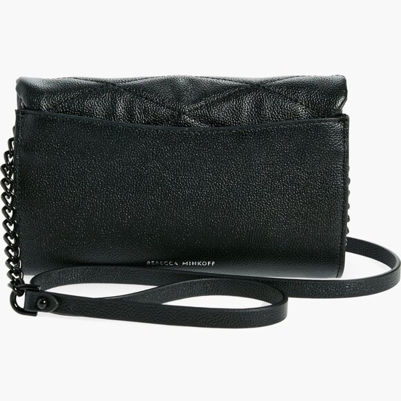 Rebecca Minkoff Edie Black Leather Wallet on a Chain Crossbody Bag - Picture 2 of 16